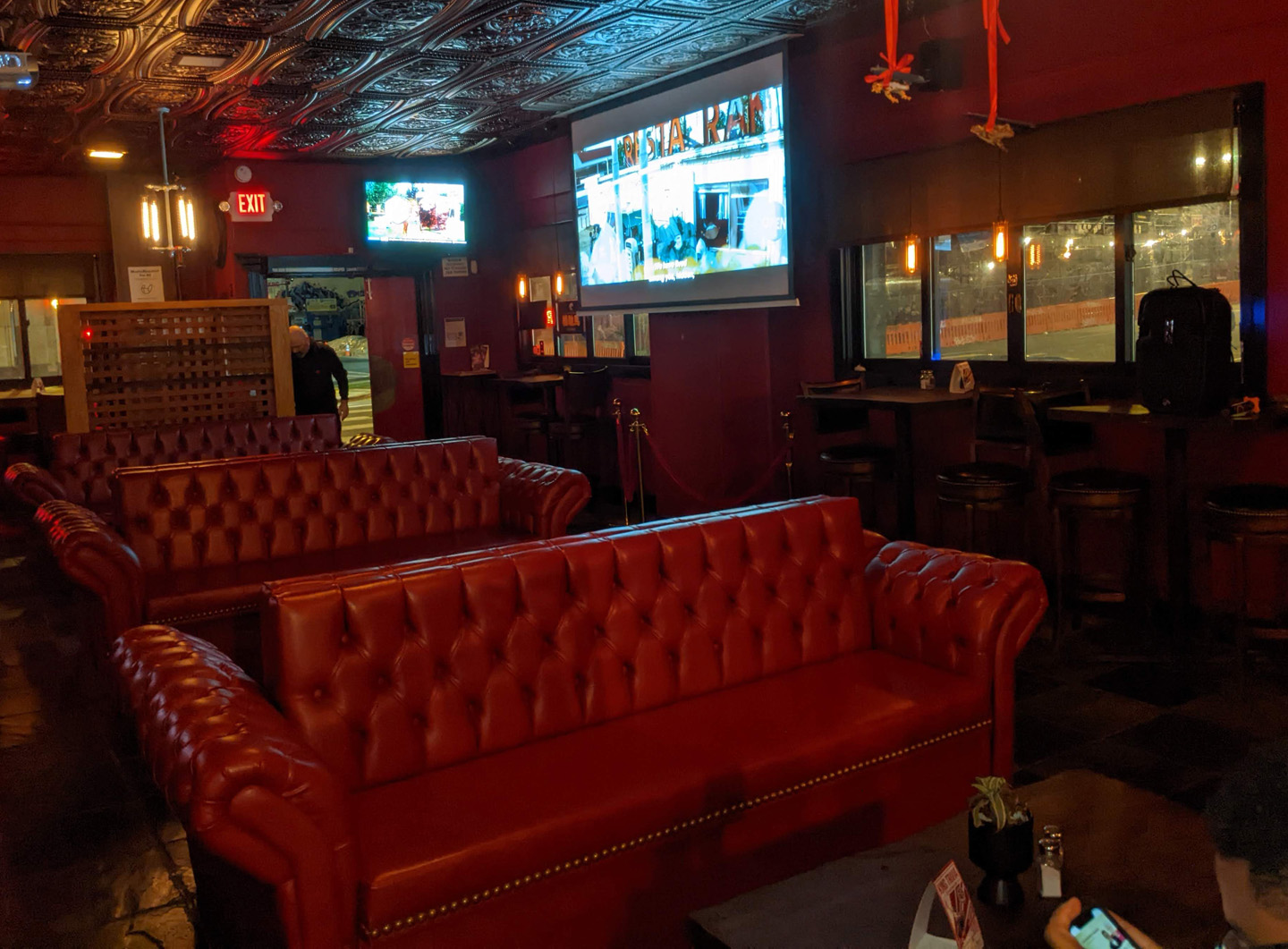 Inside with projection TV